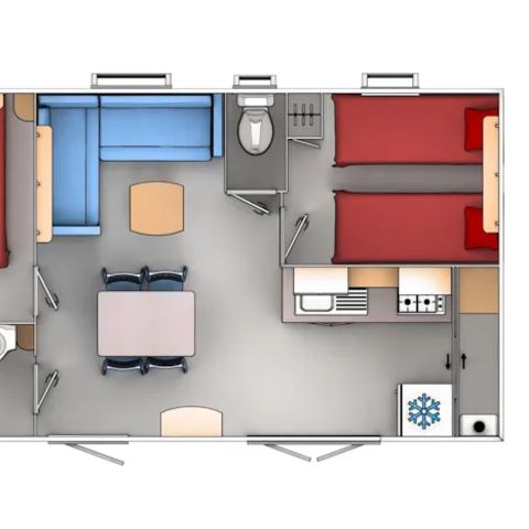 CASA MOBILE 4 persone - Cottage Confort 30m² - (2 camere da letto) - inclusa terrazza integrata di 8m2 + Aria condizionata + TV 4 pers.