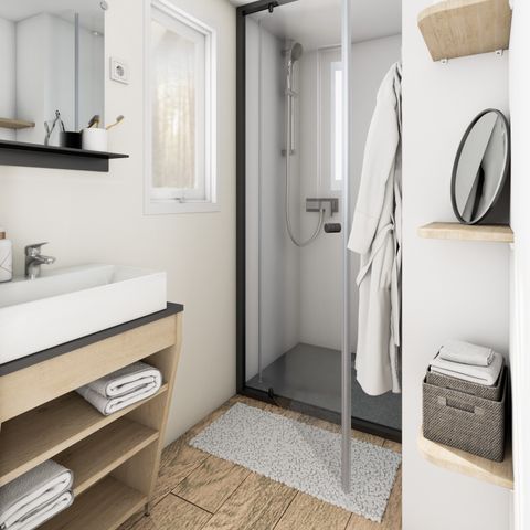 MOBILHOME 6 personas - Cottage Premium 34m² - (3 habitaciones) - terraza cubierta + Aire acondicionado + TV + LV + ropa de cama 6 pers