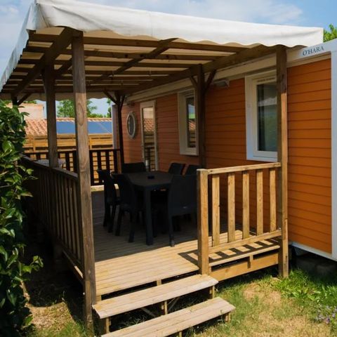 MOBILHOME 6 personas - Confort 29m² (3 habitaciones) + climatización + terraza cubierta + TV