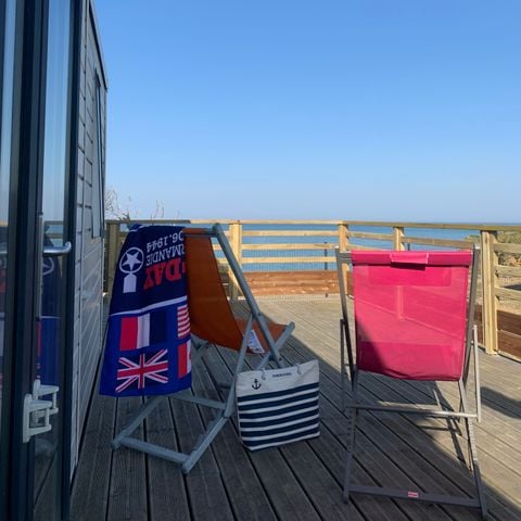 Stacaravan 8 personen - PREMIUM 36m² (3 kamers) + Terras - Zicht op zee
