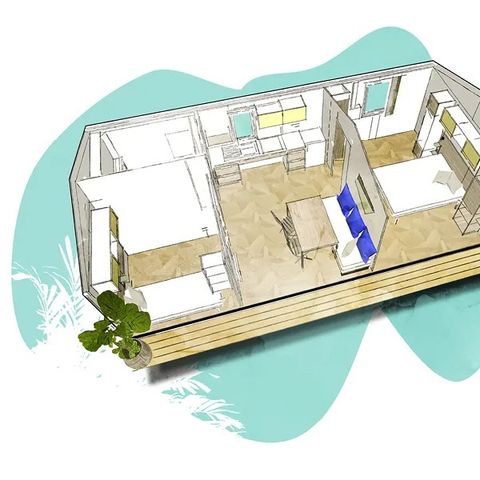 MOBILE HOME 6 people - Premium 31m² mobile home for people with reduced mobility (2 bedrooms) + terrace, sleeps 4–6