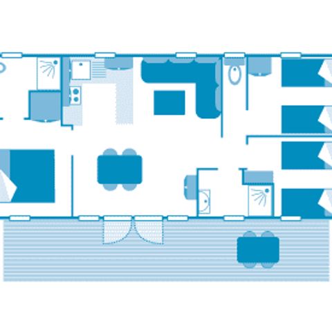 Mobile home 5 persons - Cottage Roselière 6p 3ch 2SdB Premium
