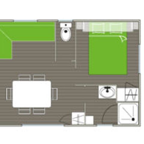 MOBILHEIM 6 Personen - MOBIL-HEIM KOMFORT OHNE KLIMAANLAGE 2 Schlafzimmer, 29 m²