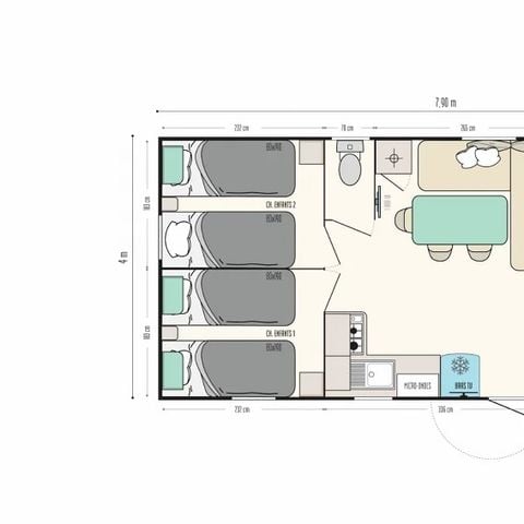 MOBILE HOME 6 people - NEW // Mobile home Premium 37 M2 3 bedrooms Air conditioning TV wifi dishwasher