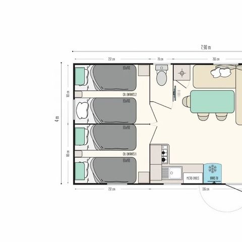 Stacaravan 6 personen - NIEUW // Stacaravan Premium 37 M2 3 slaapkamers Airconditioning TV wifi vaatwasser