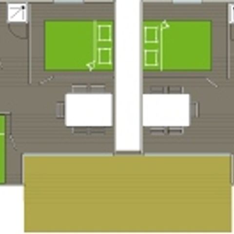 CHALET 8 personen - CHALET STANDARD DUBBEL TWIN ZONDER AIRCONDITIONING 4 slaapkamers, 35 m², 2 slaapkamers, 2 badkamers