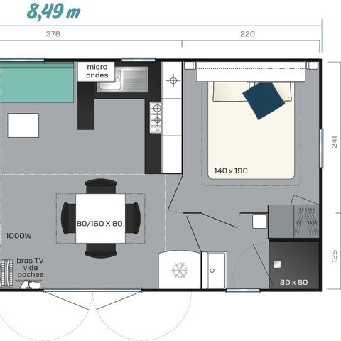 Mobile home 6 persons - Comfort mobile home 34 m2 (3bed-6 pers) + terrace 6 pers