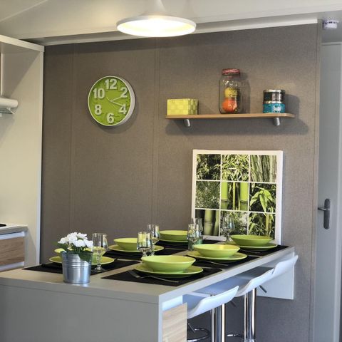 Stacaravan 4 personen - Chalet confort trappeur 2 slaapkamers, met houten mini-chalet 2/Pers