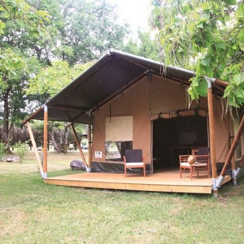 Tent van canvas en hout 5 personen - Safari zonder sanitair