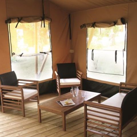 Tente en toile et en bois 5 personnes - Safari sans sanitaires