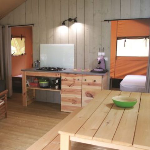 Canvas and wooden tent 5 persons - Safari without sanitary facilities