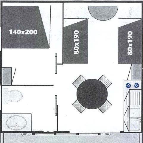 Chalet 4 persons - Yucca without shower (Mobile air conditioning available at extra cost)