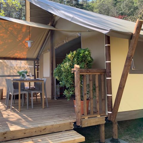 Glampingtent 5 personen - Lodge 31 m2 zonder sanitair of douche