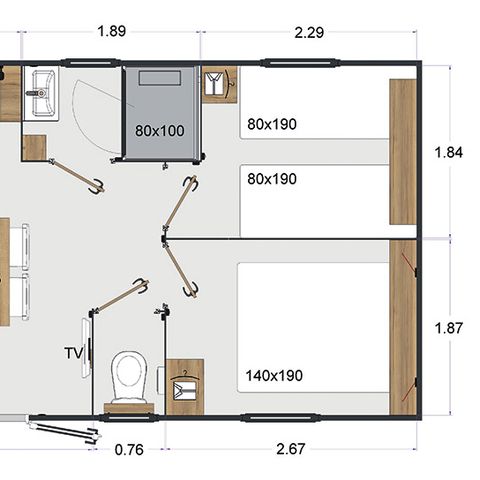 Chalet 4 persons - n°3 Cosy 32 m² with air conditioning