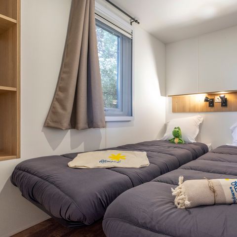 MOBILHOME 4 personas - NUEVO// HomeFlower Premium 29m² - 2 habitaciones + Terraza semicubierta + BT + TV + Ropa de cama + Aire acondicionado -