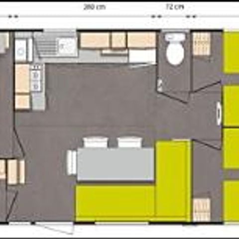 Mobilheim 6 personen - Standard 32m² (3 Schlafzimmer) - halbüberdachte Terrasse