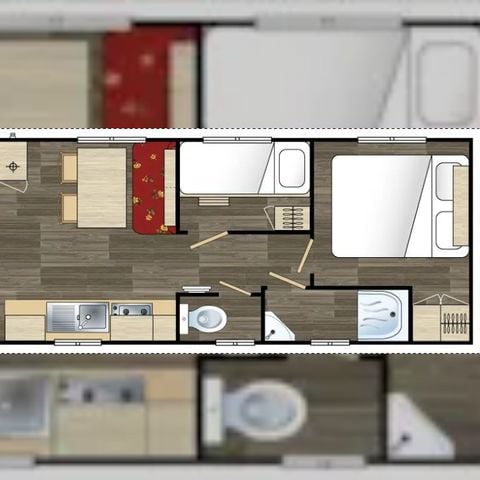 Accommodatie 4 personen - Roulotte Standard 20m² (2 kamers) - tuinmeubilair voor 4 personen.