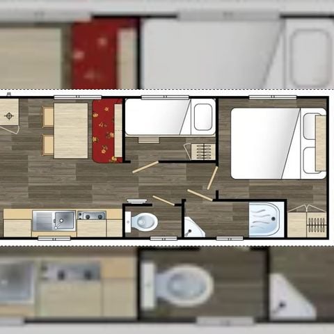 ALOJAMIENTO INUSUAL 4 personas - Roulotte Standard 20m² (2 habitaciones) - muebles de jardín para 4 personas.