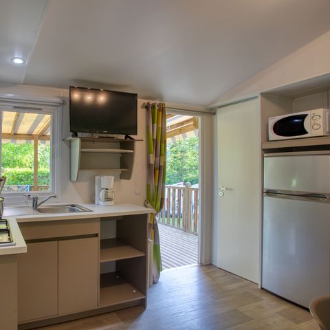 Stacaravan 6 personen - Comfort stacaravan 34m² (3 kamers) - overdekt terras + TV 6 pers.