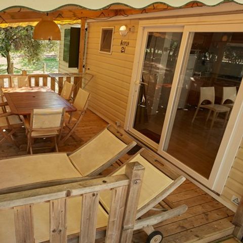 BUNGALOW 6 personnes - Premium | 3 Ch. | 6 Pers. | Terrasse surélevée | Clim. | TV