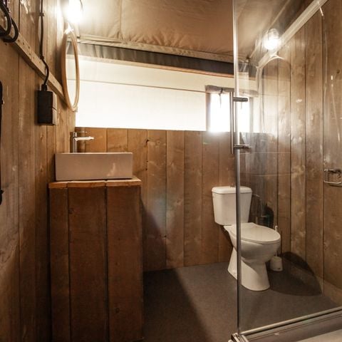 Tente en toile et en bois 5 personnes - Valkanela - Tente Safari Bella Vista - Sanitaires - Air conditionné - 8P