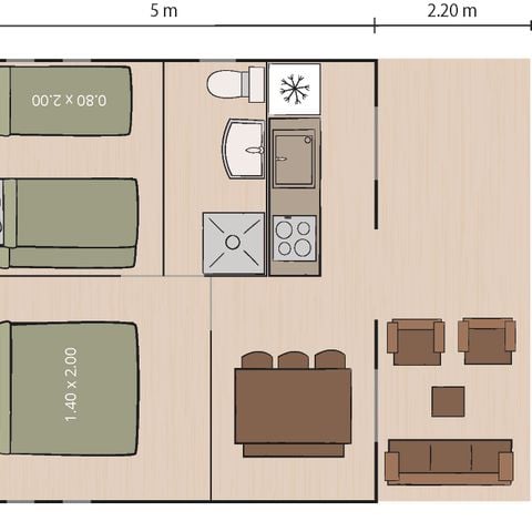 Safaritent 5 personen - Safaritent + sanitair + airco (5P)