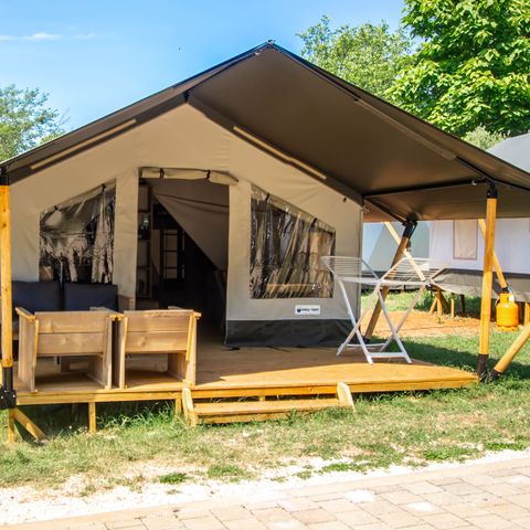 TIENDA DE LONA Y MADERA 5 personas - Valkanela - Tienda Safari Confort