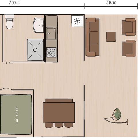 Safarizelt 5 Personen - Safarizelt + Sanitär + Klima (6P)