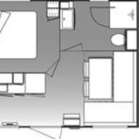 Mobile home 2 persons - Comfort 18m² 1 bedroom + semi-covered terrace + TV