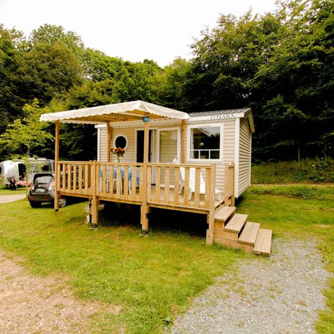 Mobile home 2 persons - Comfort 18m² 1 bedroom + semi-covered terrace + TV