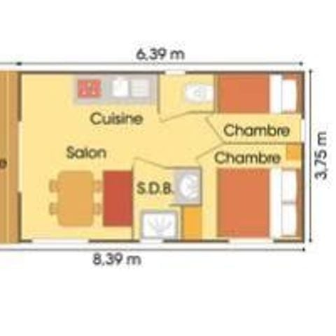 Chalet 4 personen - Bois Confort 24m² 2 kamers + overdekt terras + TV 4 pers