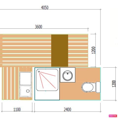 Stellplatz - Pauschale Premium: Stellplatz 6A, ausgestattet mit einem Freecamp (Hütte mit Sanitäranlagen)