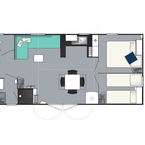 Mobilhome 8 personnes - Confort+ - 4 chambres - 37m²