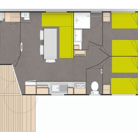 Mobilhome 6 personnes - Confort+ - 3 chambres - 37m²