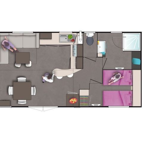 Mobile home 6 persons - Comfort 2 bedrooms 2 bathrooms 37m