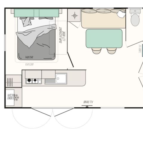 Mobilhome 7 personnes - Évasion+ - 2 chambres - 28m²