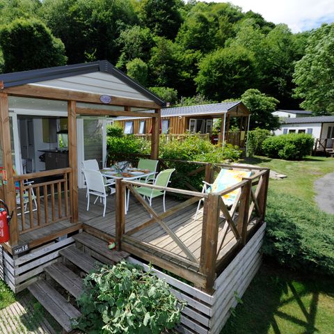 CASA MOBILE 4 persone - Casa mobile Confort EVASION 24 m² - 2 camere da letto - terrazza semicoperta 12 m² + barbecue in acciaio inossidabile per 4 persone