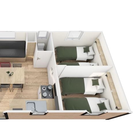 MOBILHOME 6 personnes - Homeflower Premium 33.5m² - 3 chambres - terrasse semi-couverte +LV + BBQ 6 pers