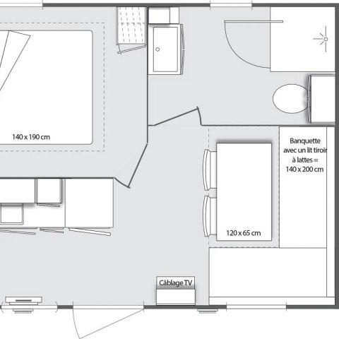 BUNGALOW 2 personnes - Résidence Mobile 17.5 m² / terrasse 8 m² / 1 chambre - 1/2 pers.