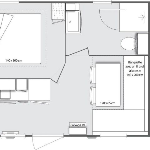STACARAVAN 2 personen - Stacaravan 17.5 m² / terras 8 m² / 1 slaapkamer - 1/2 pers.