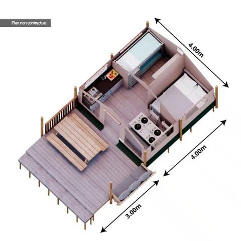 TENTE TOILE ET BOIS 4 personnes - CABANE SUR PILOTIS (4 personnes)