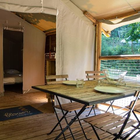 Tente en toile et en bois 4 personnes - ECOLODGE CONFORT sans sanitaires