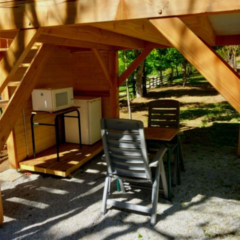 TENTE TOILE ET BOIS 2 personnes - Tente baroudeur sur pilotis