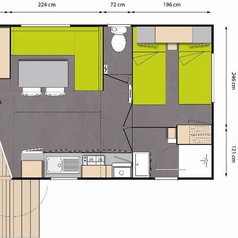 Mobilheim 4 personen - Mobilheim Roaliguen - 4 pers - 29 m² mit überdachter Terrasse