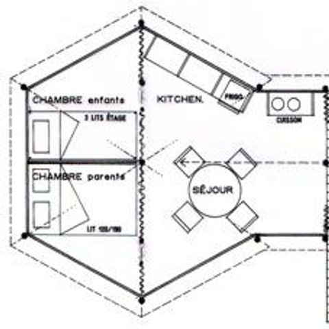 Alojamiento 4 personas - Tipi 20m² 2 habitaciones - sin baño + terraza semicubierta