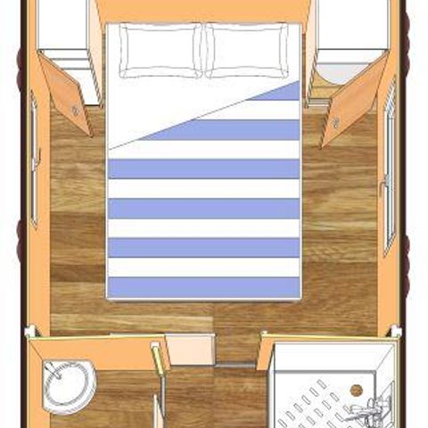 UNIEKE ACCOMMODATIE 4 personen - Roulotte 21m² 1 slaapkamer + semi-overdekt terras