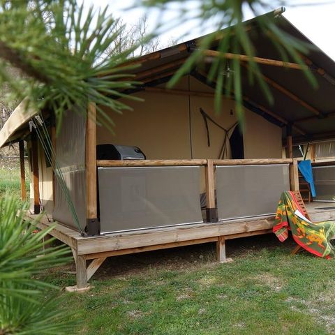 SAFARIZELT 5 Personen - Zelt Safari 30m² CONFORT 2 Zimmer + überdachte Terrasse + BBQ