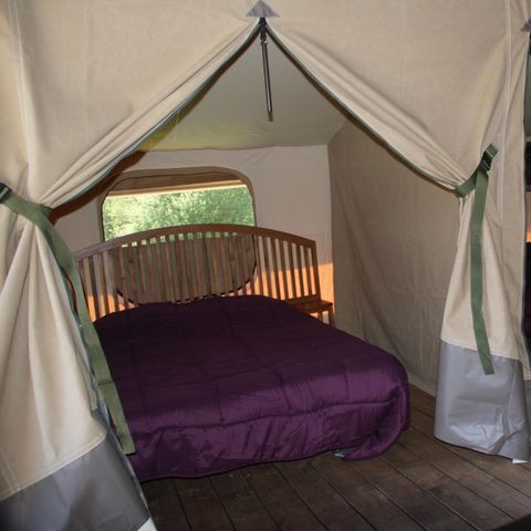 TENTE TOILE ET BOIS 5 personnes - Tente Safari 30m² CONFORT 2 chambres + terrasse couverte + BBQ