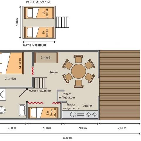 SAFARITENT 5 personen - Cabane du Trappeur 24m² CONFORT 2 slaapkamers + airconditioning