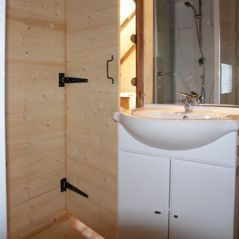 Canvas and wooden tent 5 persons - Cabane du Trappeur 24m² CONFORT 2 bedrooms + air conditioning